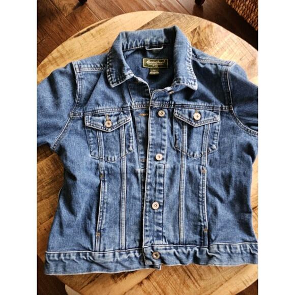EDDIE BAUER WOMENS DARK BLUE JEAN DENIM JACKET SMALL 100% COTTON VTG - Picture 11 of 14